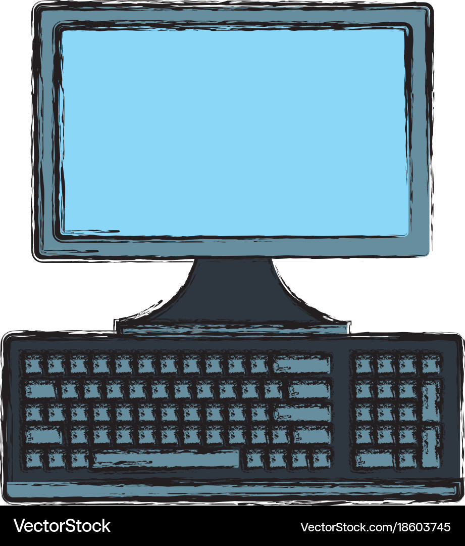 Computer with keyboard Vector Image