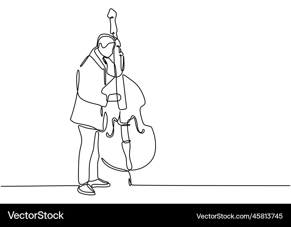 Continuous one line drawing of man playing double Vector Image