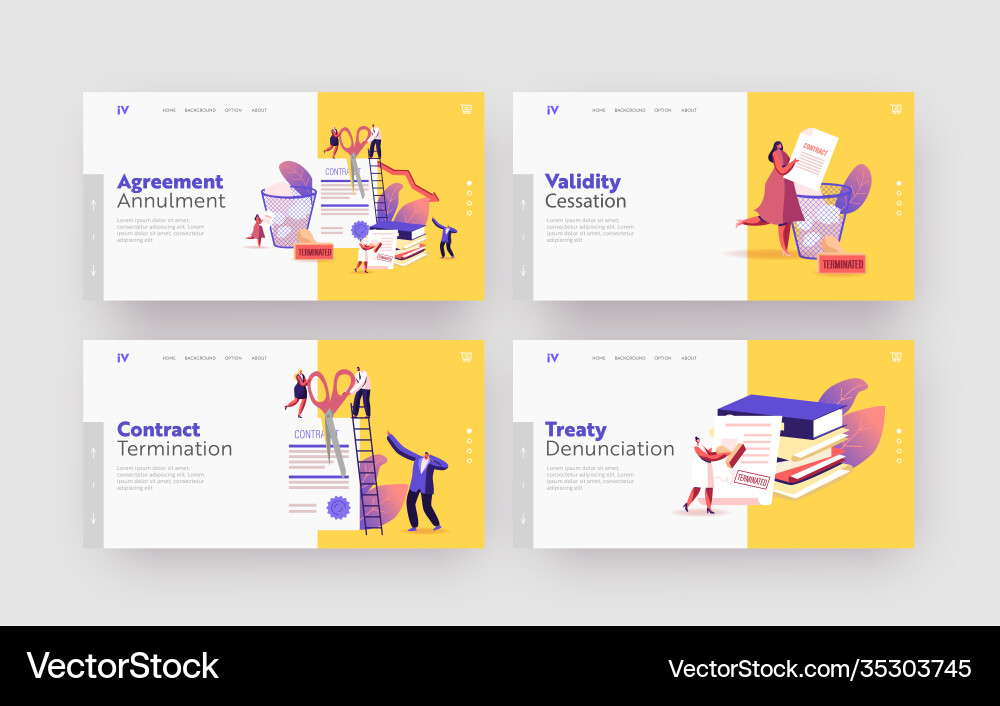 Contract Termination Concept Set Vector Image