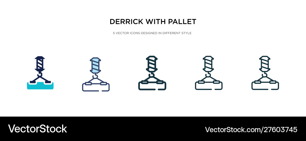 Derrick with pallet icon in different style two vector image