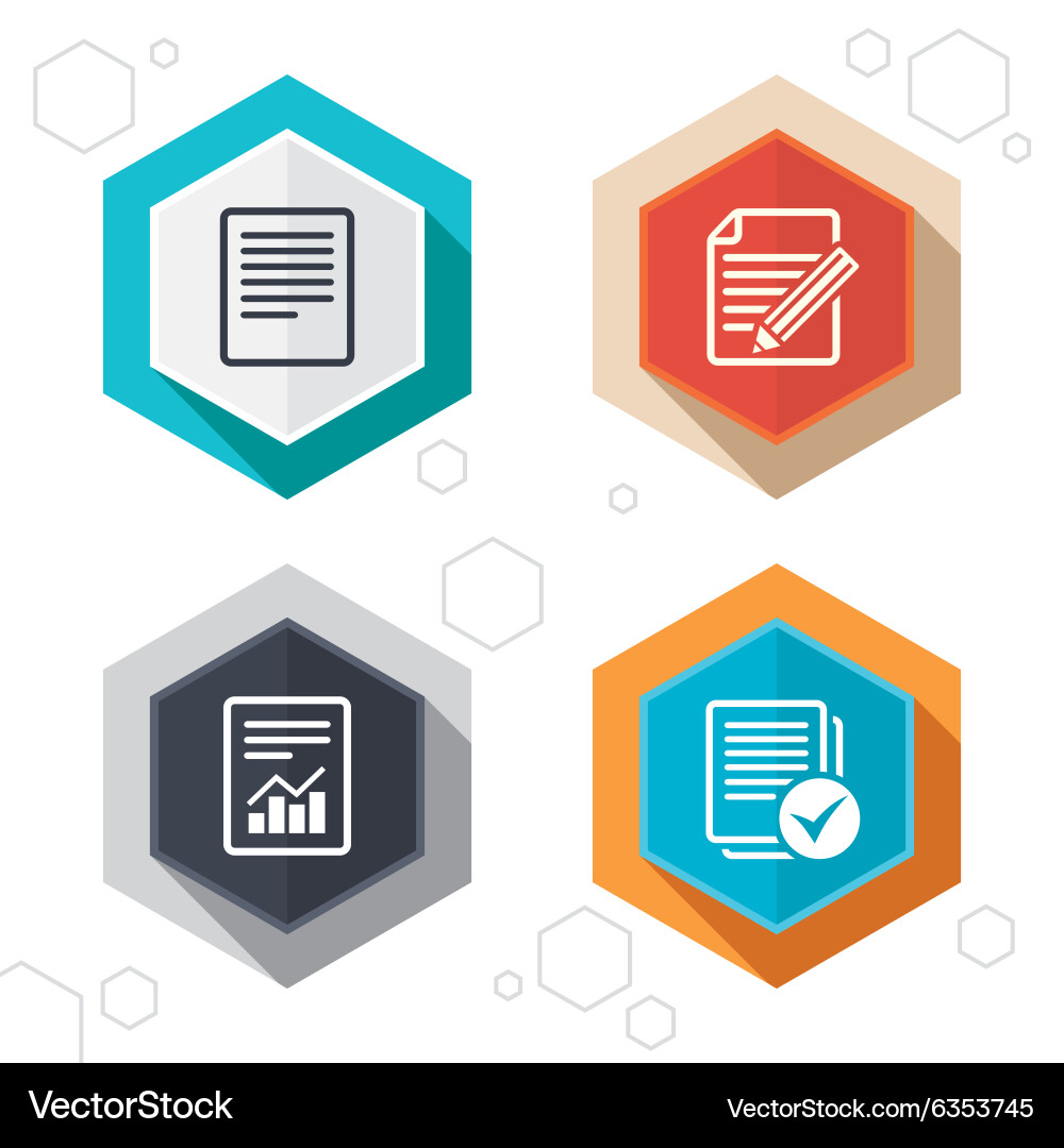 Document icons file with chart and checkbox vector image