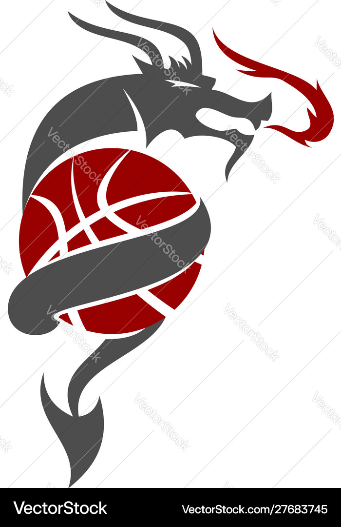 Dragon Basketball Logo Design Maskottchen Vorlage Vektorbild