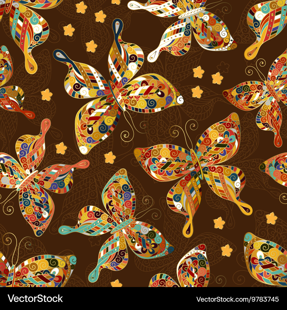 Fashion butterflies pattern colorful objects Vector Image
