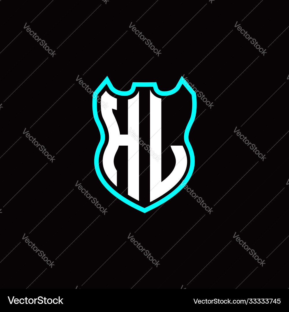 H l initial logo design with shield shape H l initial logo design with shield shape vector image