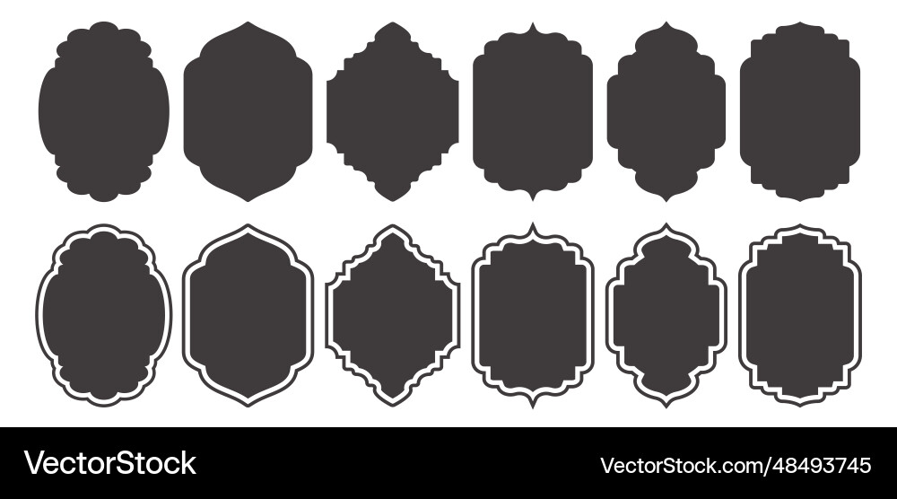 Ramadan frame shape islamic window and door icons vector image