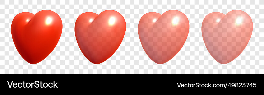 Red 3d realistic heart symbols with transparency Red 3d realistic heart symbols with transparency vector image