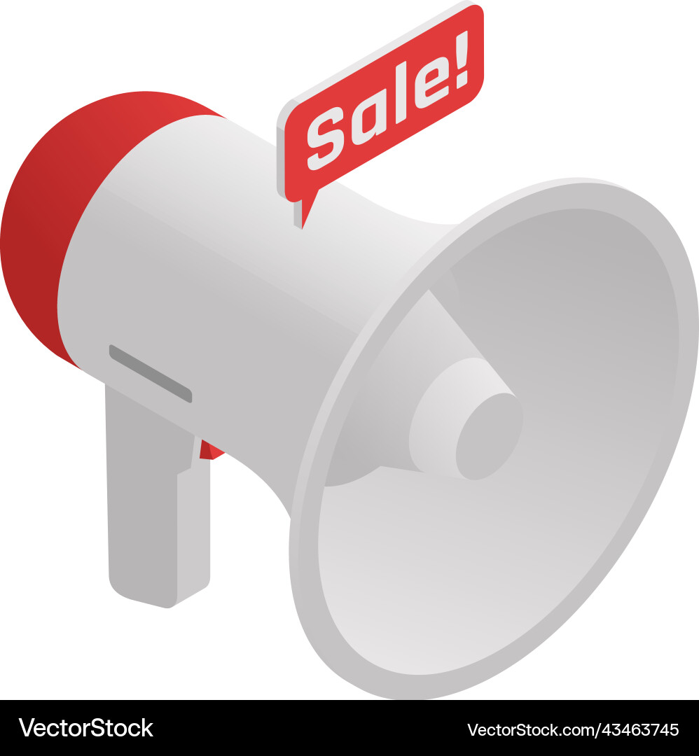 Sale megaphone isometric composition Sale megaphone isometric composition vector image