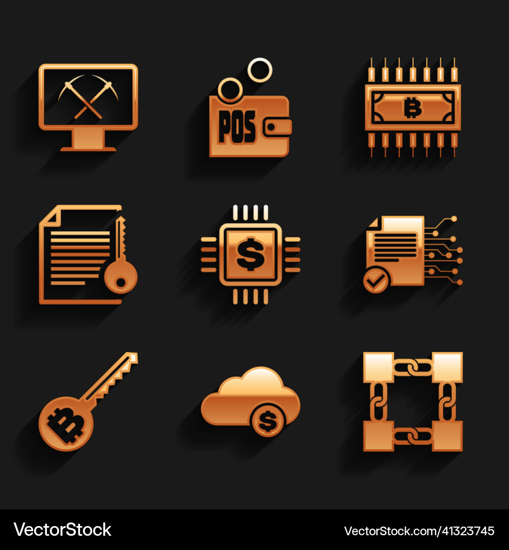 Set processor chip with dollar cryptocurrency Set processor chip with dollar cryptocurrency vector image