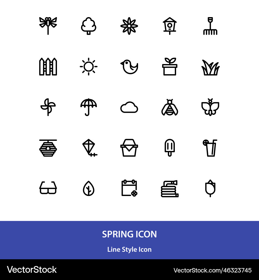 Spring icon in outline style design Vector Image