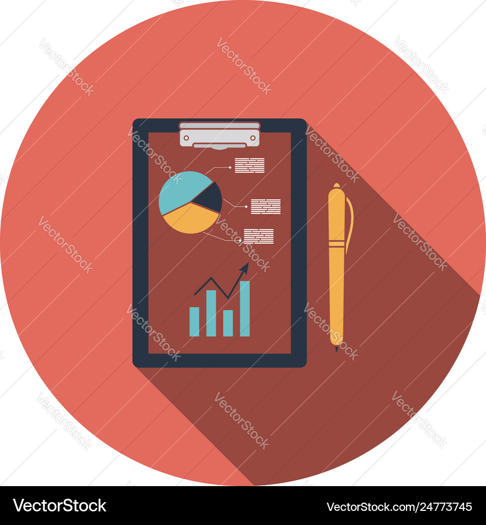 Writing tablet with analytics chart and pen icon Vector Image