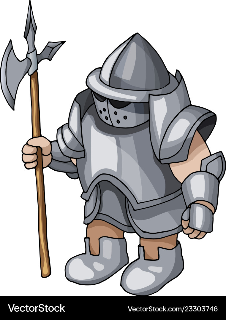 Cartoon medieval knight with shield and spear – Royalty-Free Vector |  VectorStock, image size:761x1080