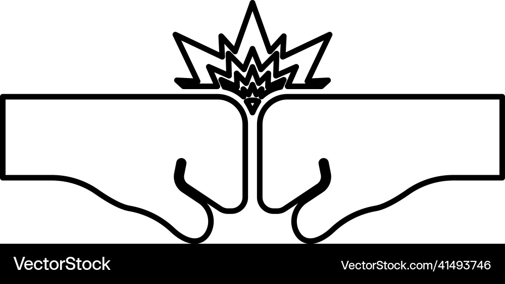 Collision of two fist contour outline line icon Collision of two fist contour outline line icon Vector Image