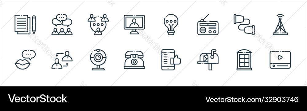 Communication line icons linear set quality Communication line icons linear set quality Vector Image