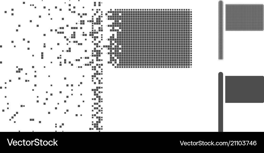 Decomposed pixel halftone flag pointer icon Decomposed pixel halftone flag pointer icon vector image