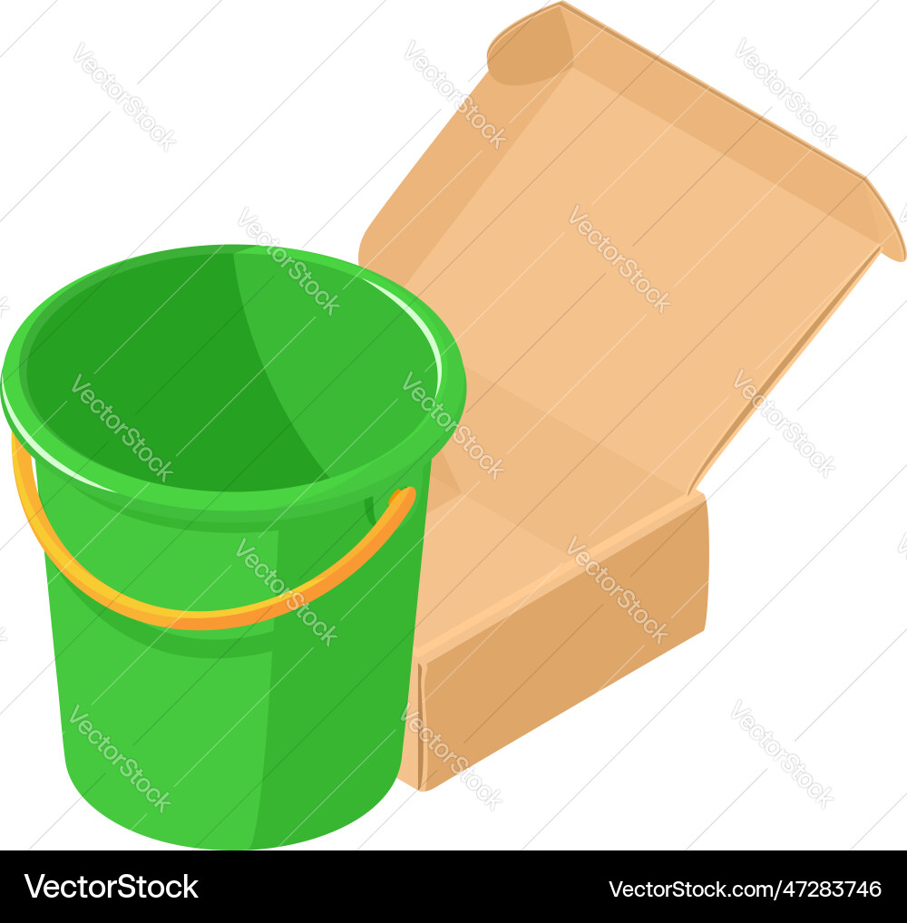 Empty bucket icon isometric plastic green Vector Image