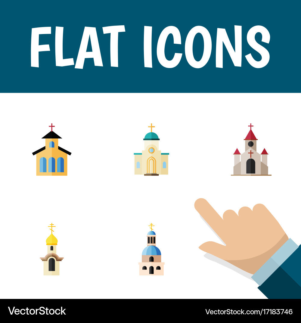 Flat icon building set of structure traditional Vector Image