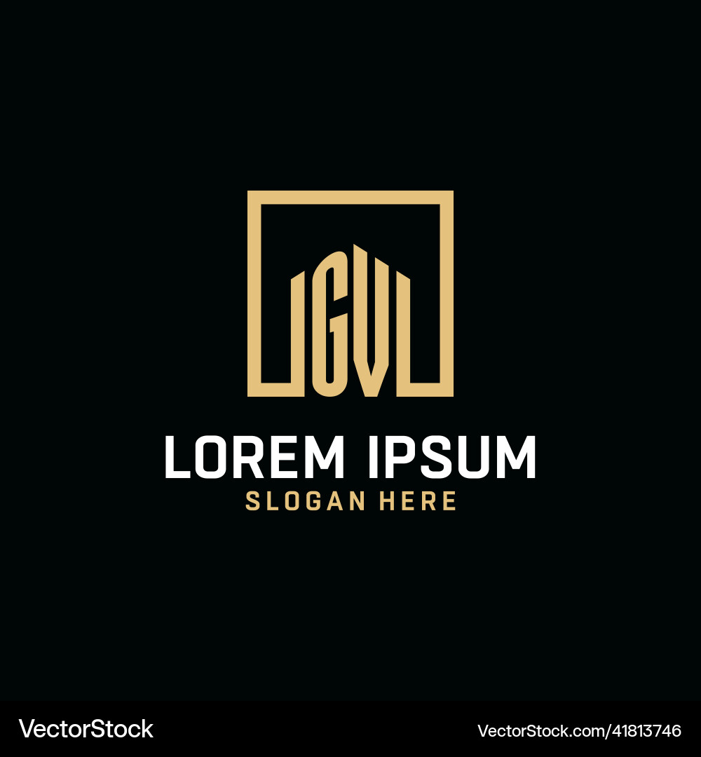 Gv initial monogram logo design with square shape Vector Image
