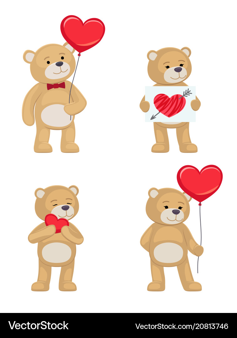 I love you and me teddy bears I love you and me teddy bears vector image