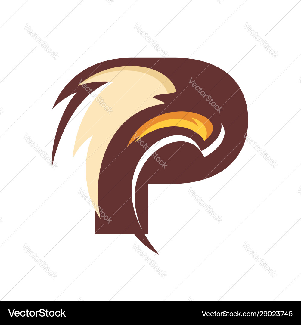 Initial letter p eagle head logo Royalty Free Vector Image
