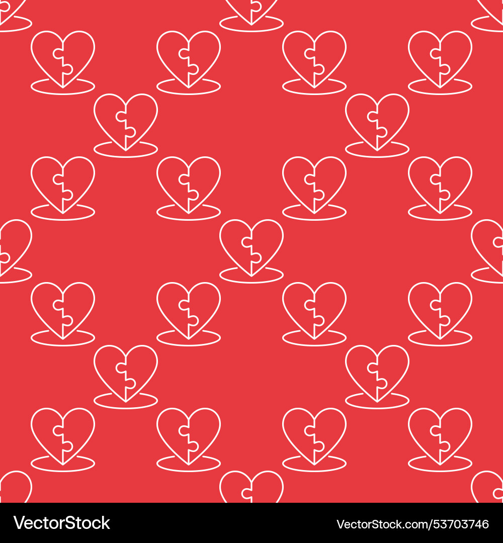 Jigsaw puzzle heart linear seamless pattern Jigsaw puzzle heart linear seamless pattern vector image