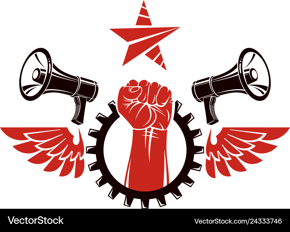 Leaflet created using clenched fists raised up Leaflet created using clenched fists raised up Vector Image