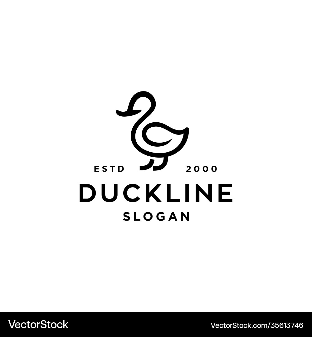 Minimal and simple line duck logo icon Minimal and simple line duck logo icon vector image