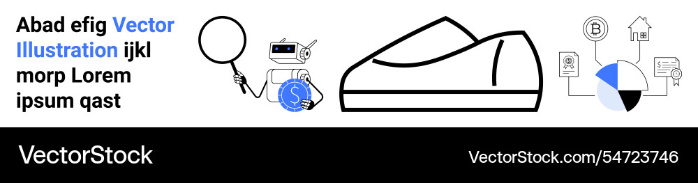 Minimalist tech elements including robot sneaker Minimalist tech elements including robot sneaker vector image
