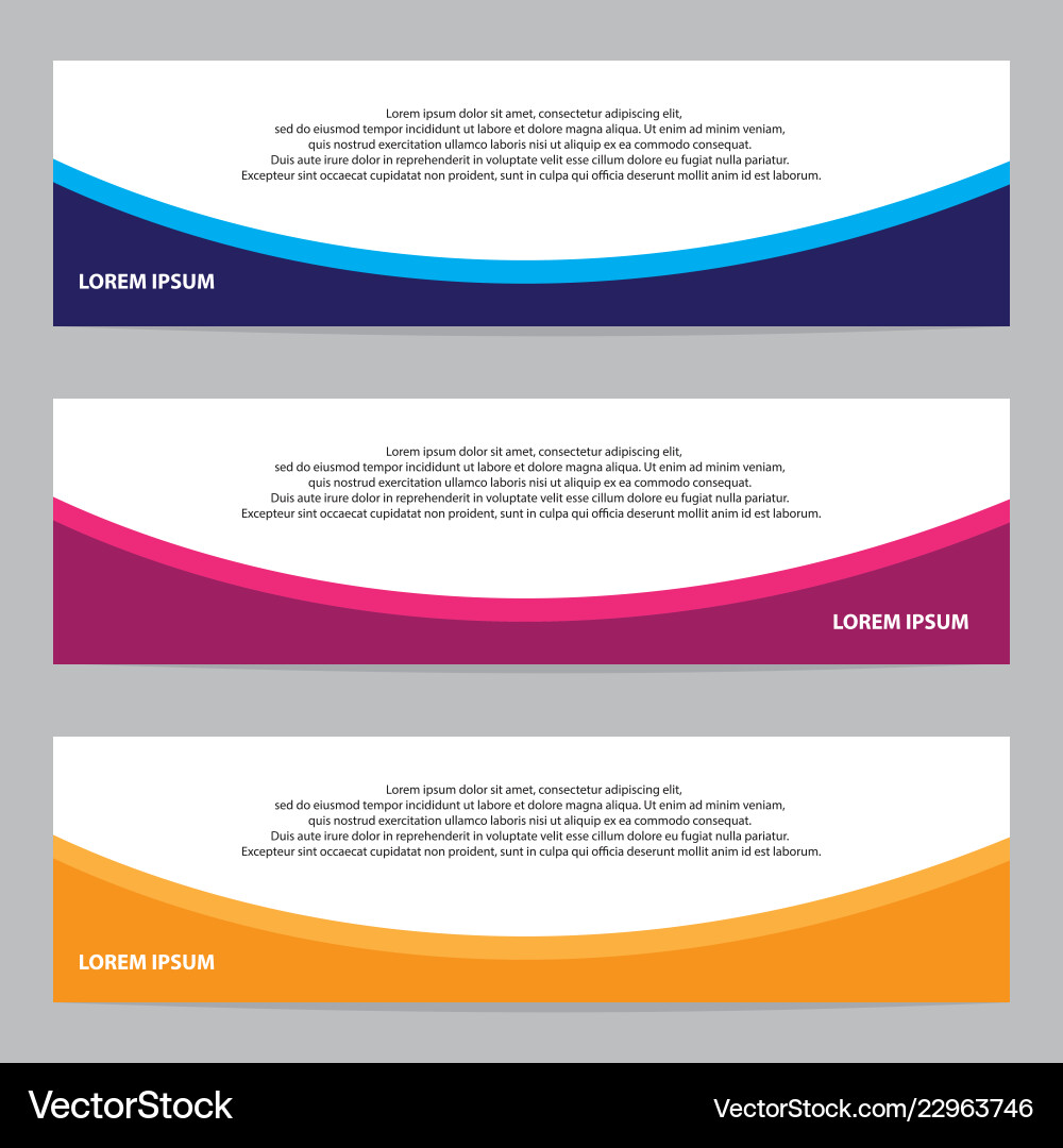 Modern Horizontal Banner Set - Abstract Background Vector Image