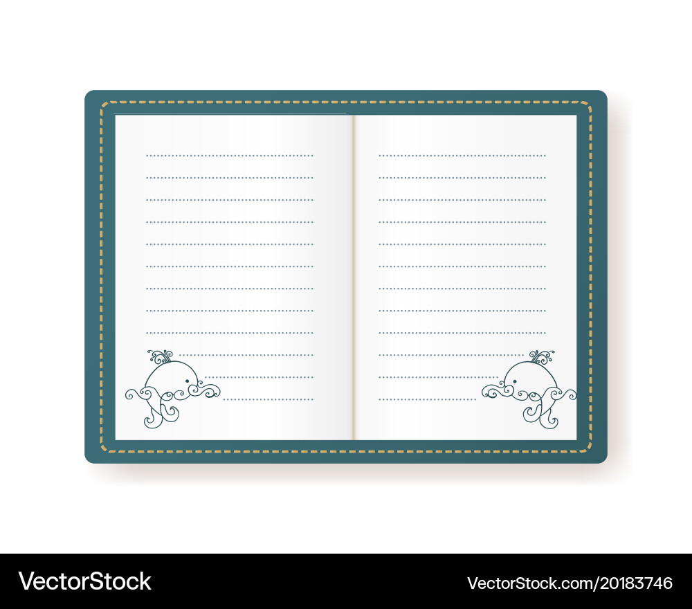 Notebook with the whale vector image