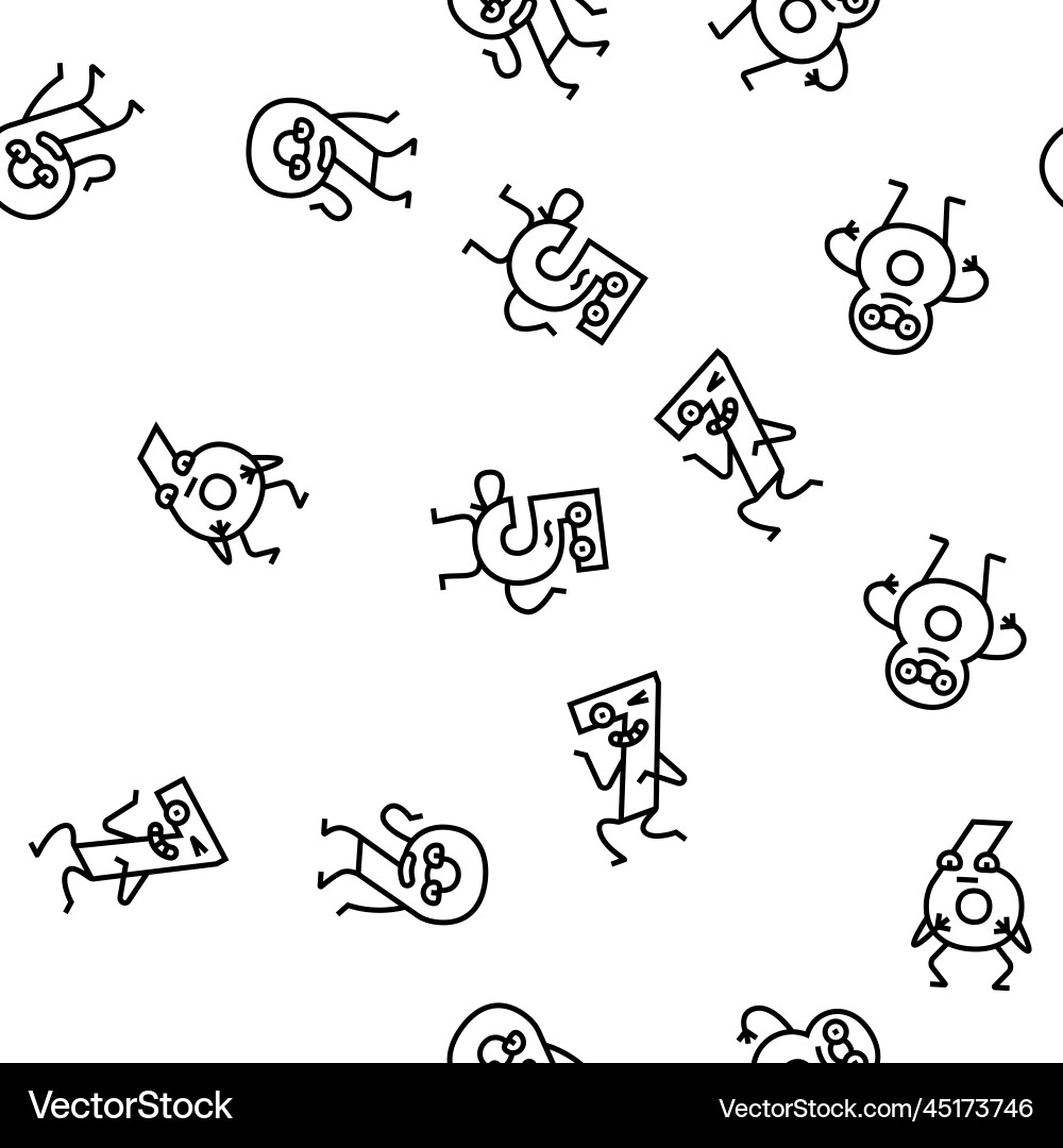 Number character cute seamless pattern Vector Image