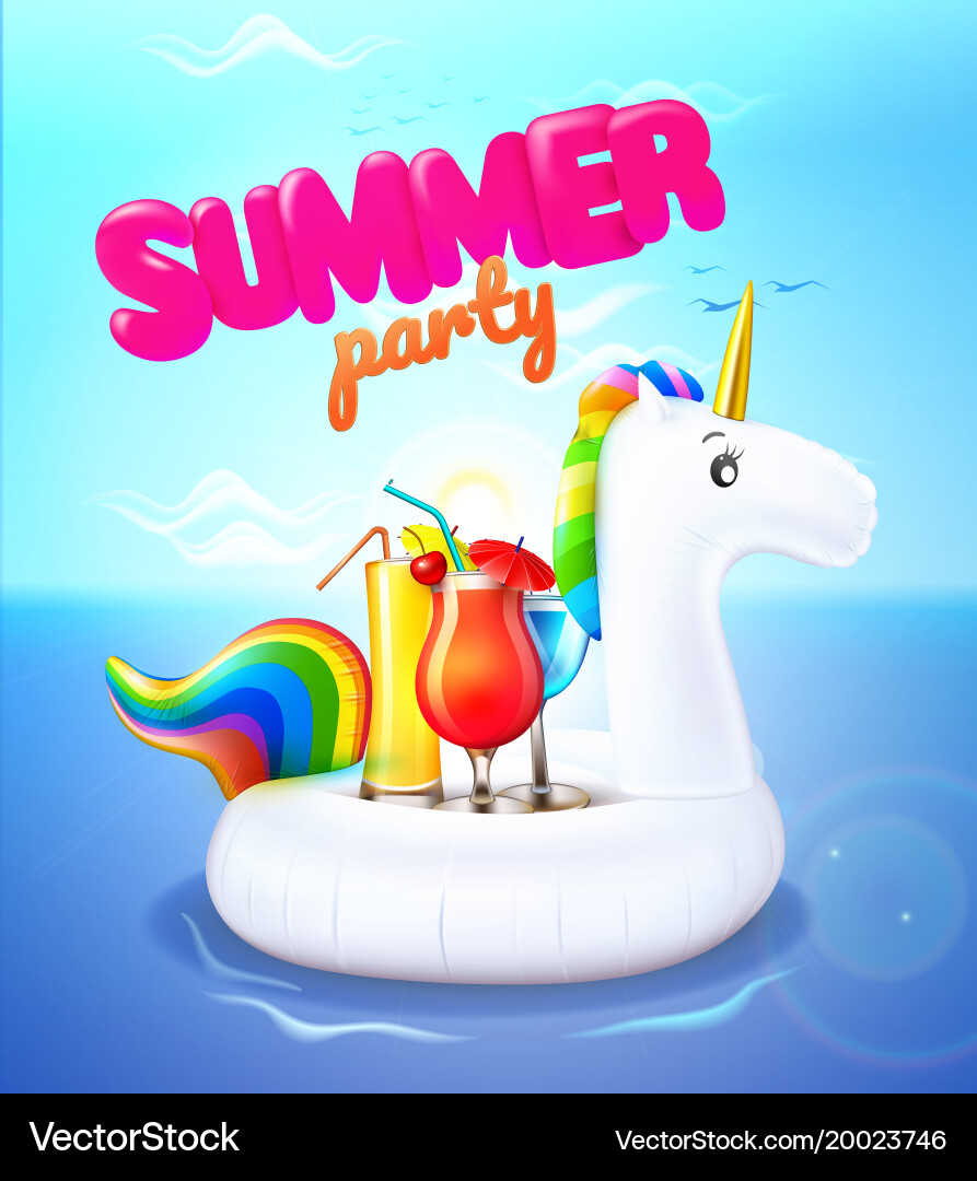 Rainbow Unicorn Pool Float Vector Image