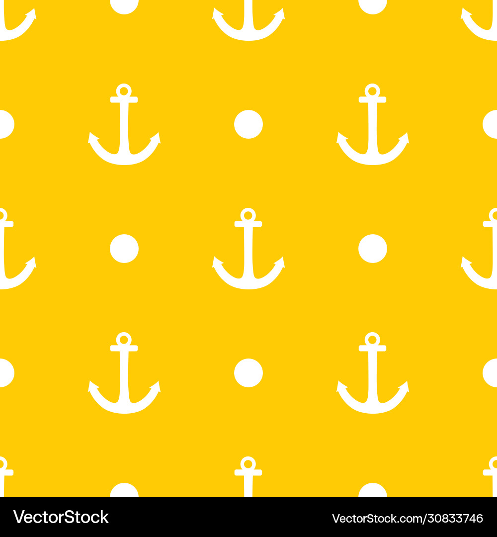 Sailor Pattern with Anchors and Dots Vector Image