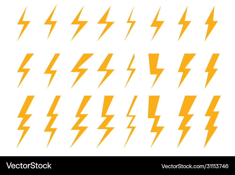 Set a few types thunder lightning flash Set a few types thunder lightning flash vector image