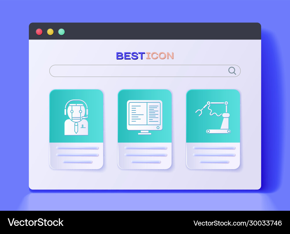 Set computer monitor screen worker robot Set computer monitor screen worker robot vector image