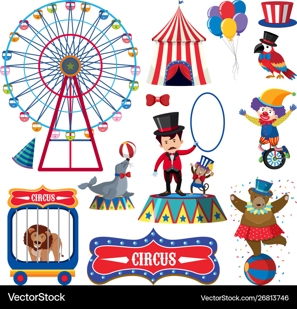 Set isolated objects theme circus Set isolated objects theme circus vector image
