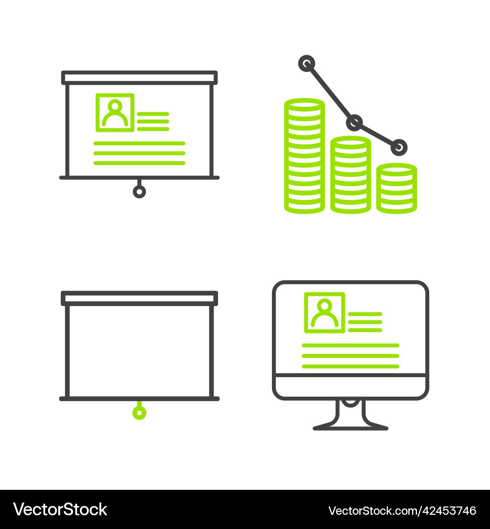Set line computer monitor with resume chalkboard Vector Image