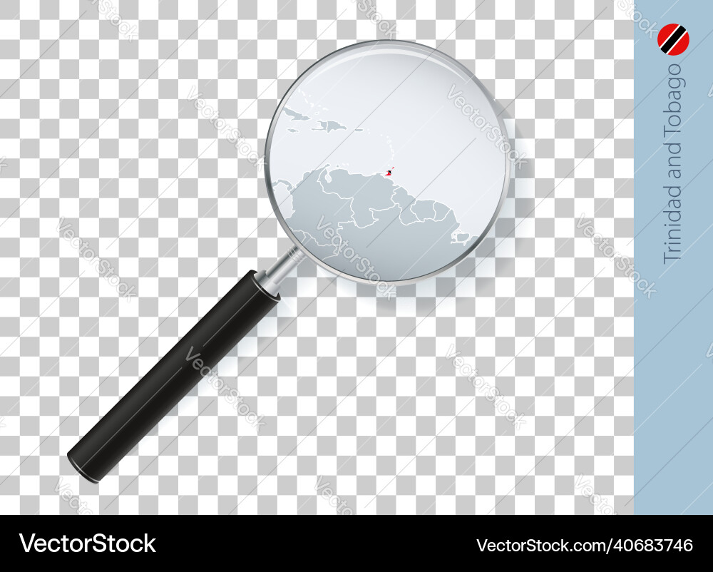 Trinidad and tobago map with flag in magnifying Trinidad and tobago map with flag in magnifying Vector Image