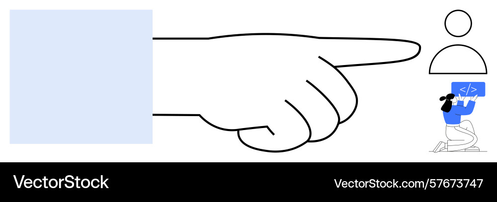 Authority hand pointing to user icon and developer Authority hand pointing to user icon and developer vector image