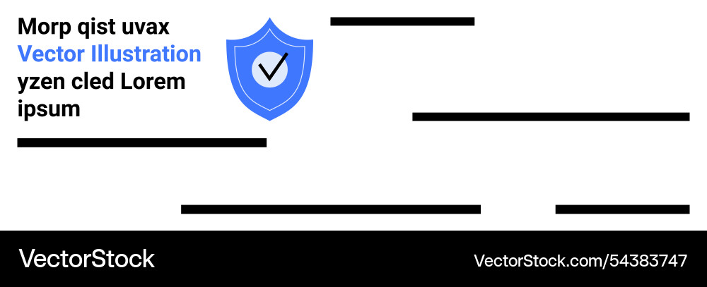 Blue shield with check mark and sample text Vector Image