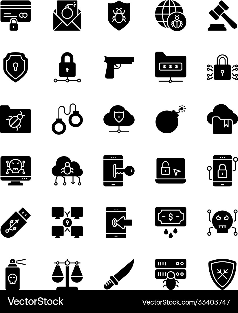 Computer hacking icons vector image