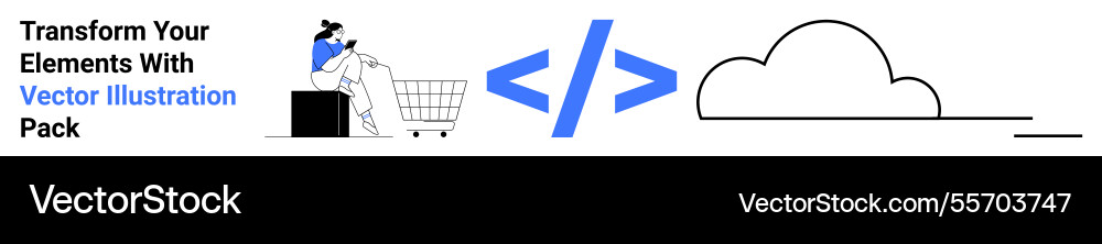 Developer integrating cloud technology with e Developer integrating cloud technology with e vector image
