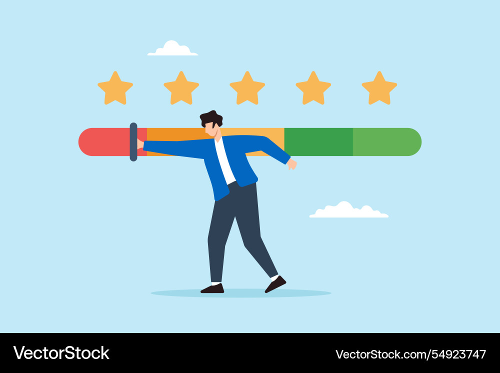 Flat of angry man push rating bar down to show Flat of angry man push rating bar down to show vector image