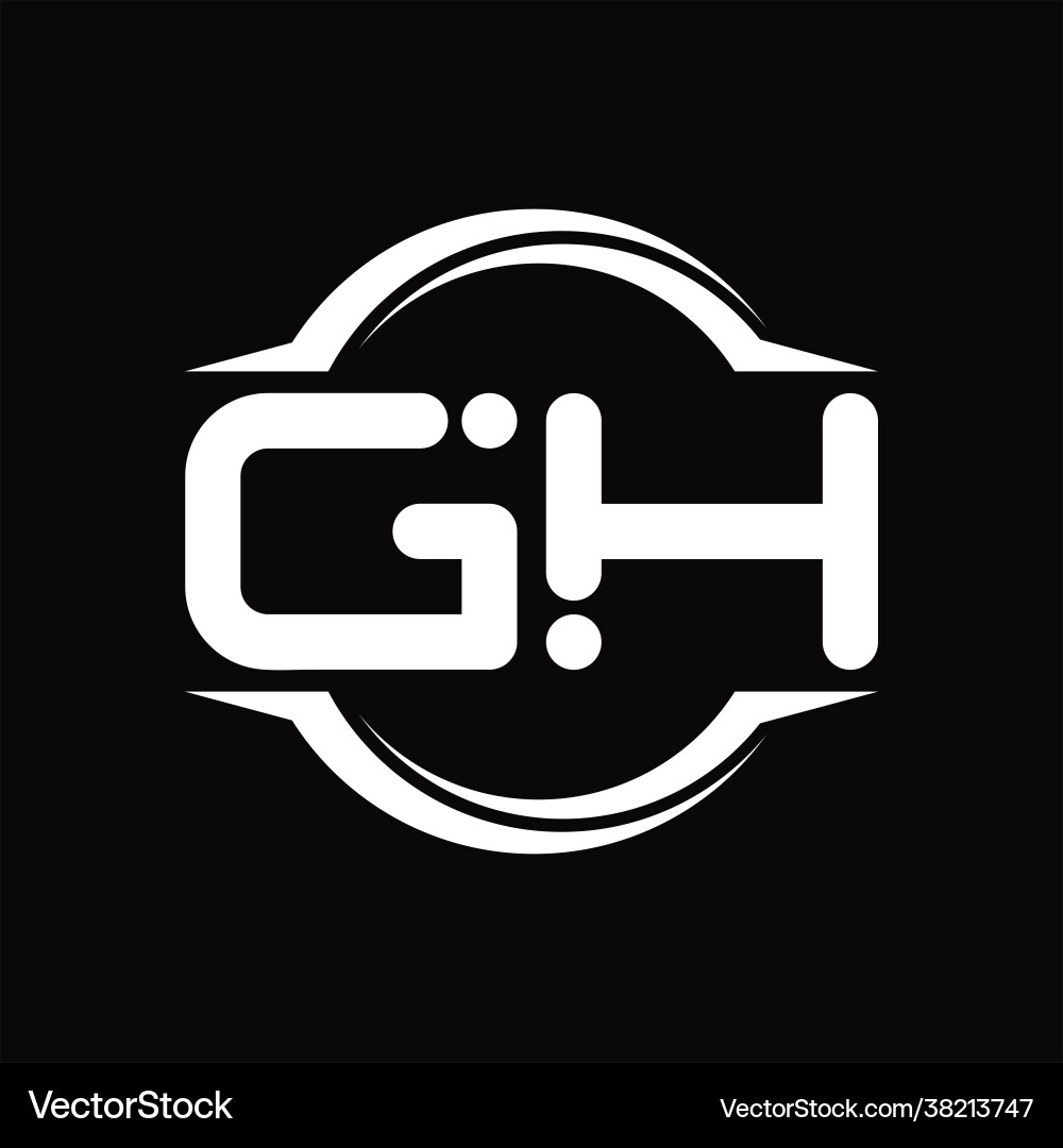 Gh logo monogram with circle rounded slice shape Gh logo monogram with circle rounded slice shape Vector Image