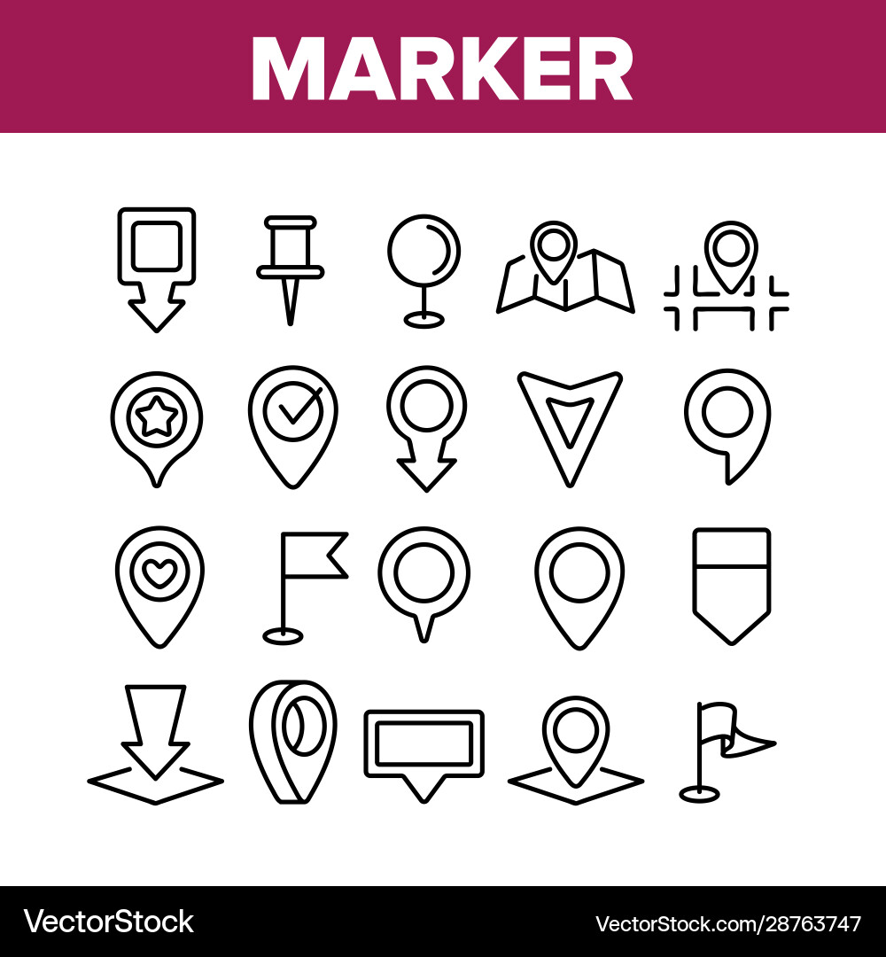 Marker pointer gps map collection icons set Marker pointer gps map collection icons set vector image