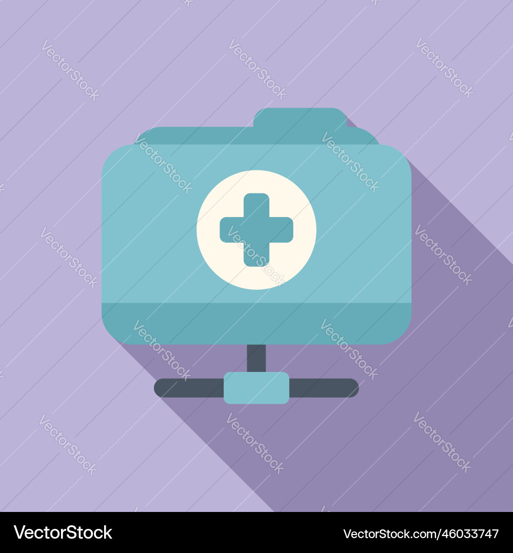 Online medical folder icon flat clinic Online medical folder icon flat clinic vector image