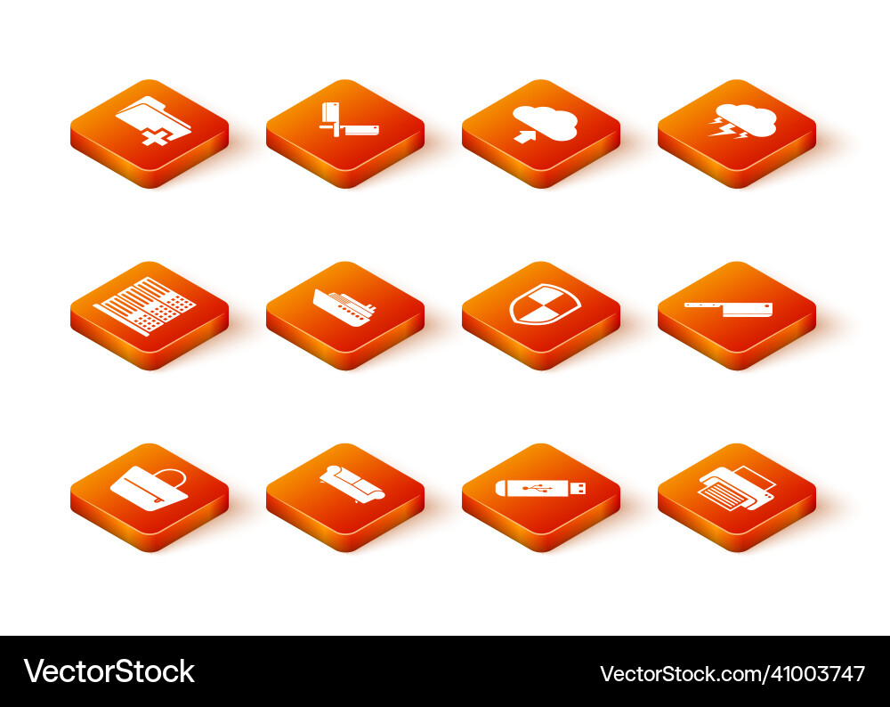 Set handbag sofa server data web hosting ship vector image
