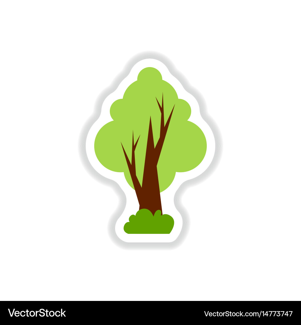 Set of labels with shadow tree icon vector image