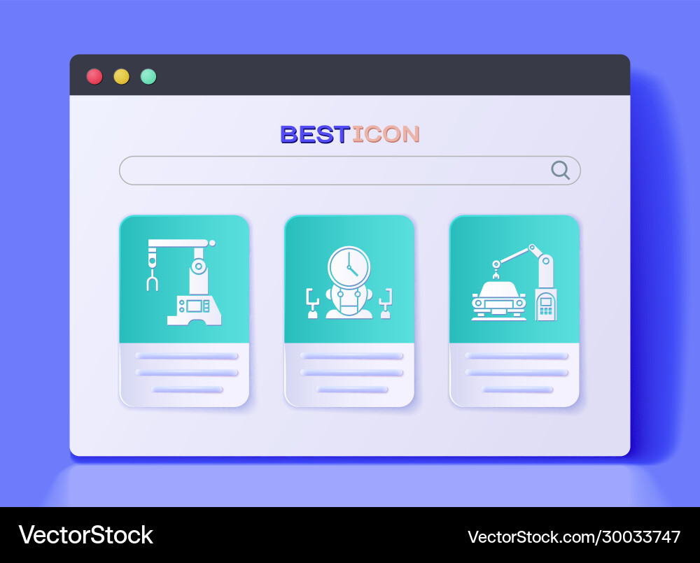 Set robot and digital time manager assembly line Set robot and digital time manager assembly line vector image