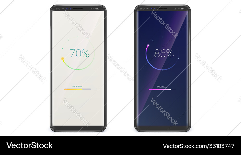 Smartphones with progress bar ui screen load vector image