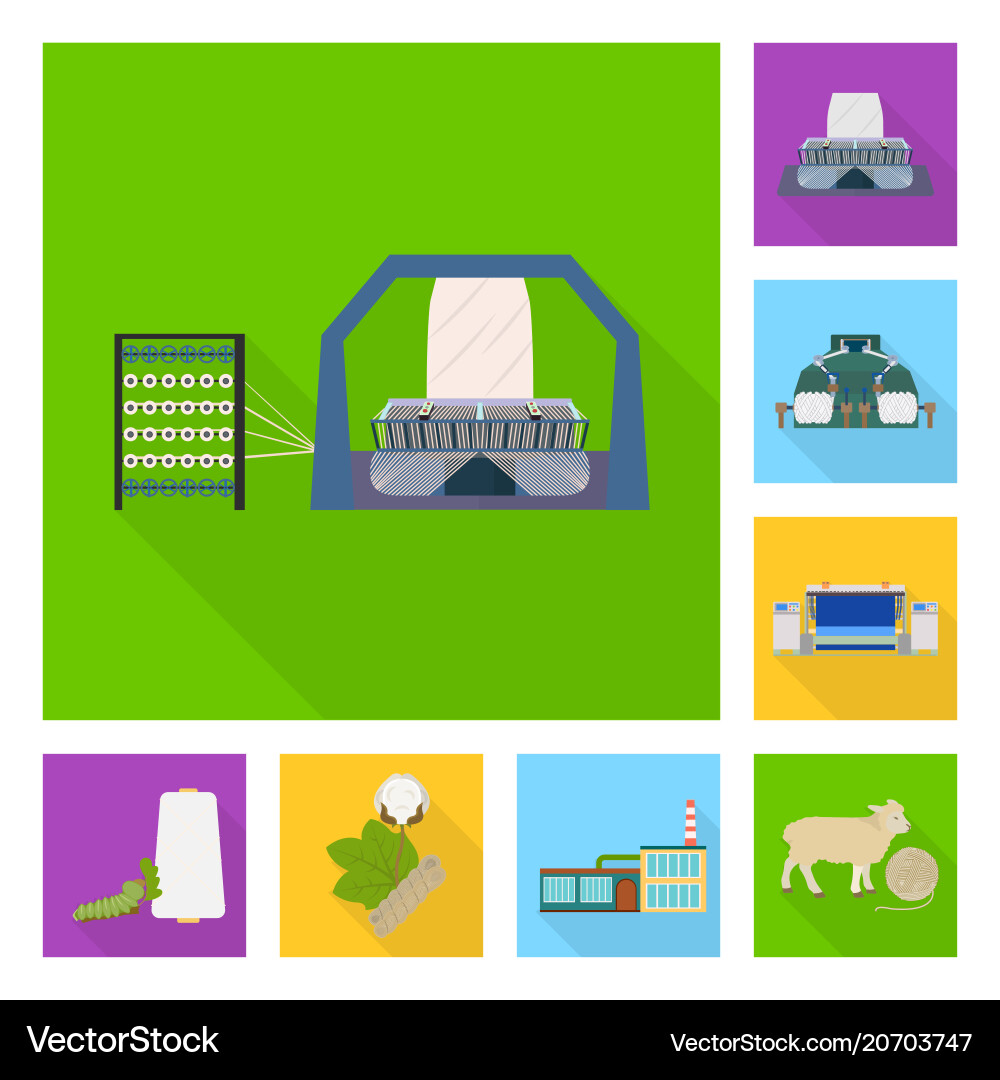 Textile industry flat icons in set collection Vector Image